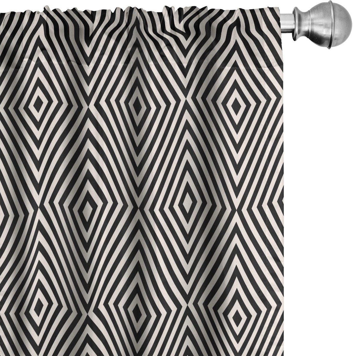 ABAKUHAUS Gestreepte Gordijnen – 2x75x175 cm – Microvezel – Halfschaduw, Roedezak – Eierschaal/Koksgrijs