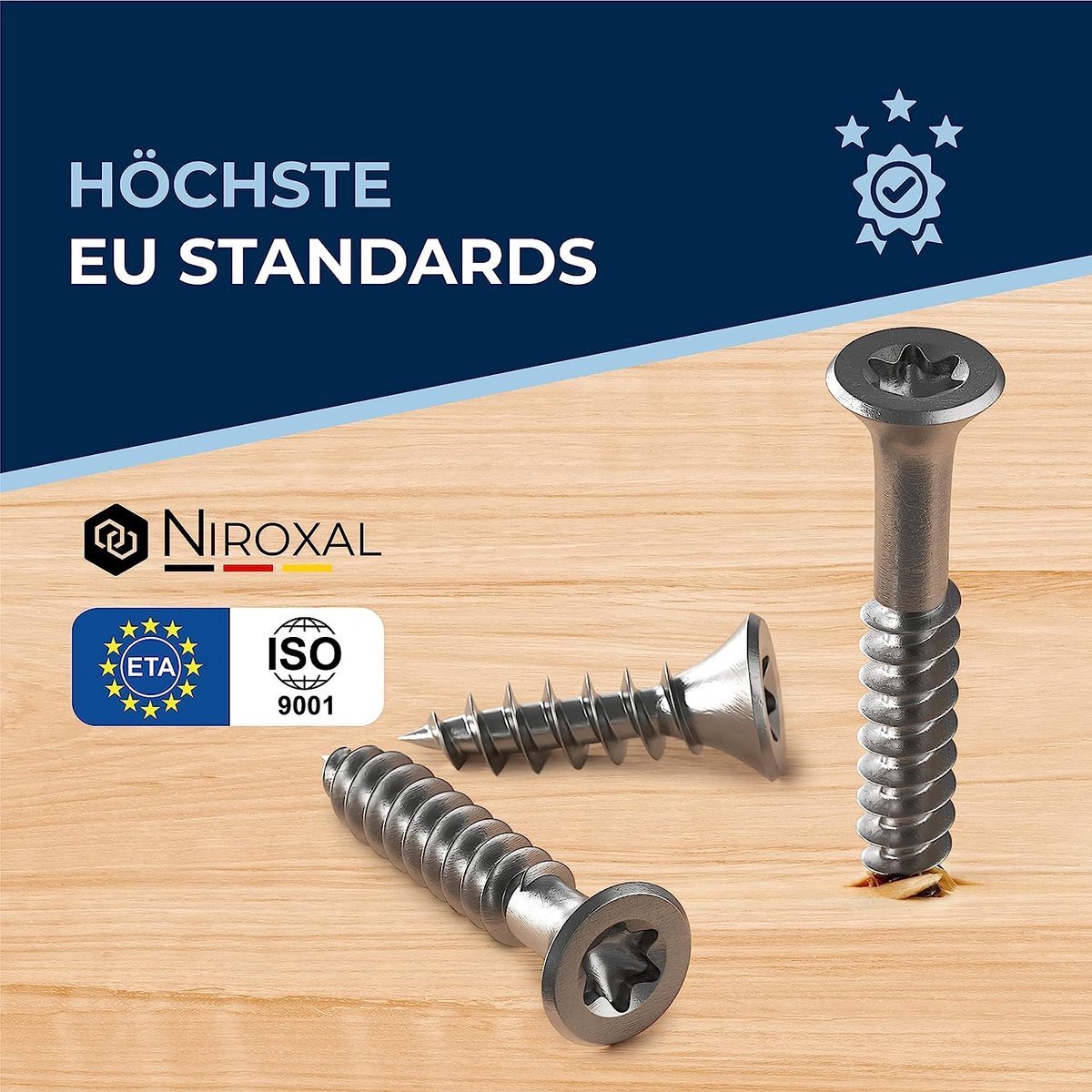 Stunq® Roestvrij houtschroeven, Torx-schroeven, roestvrij staal, V2A, 4 x 20, spaanplaatschroeven voor hout, gedeeltelijke schroefdraad, 4 mm dik, 20 mm lang, 200 stuks roestvrij stalen schroeven, A2