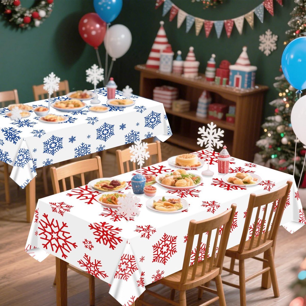 4 Tafellopers Sneeuwvlokken Kerst Winter Sfeervol Diner Decoratie 130x220 cm