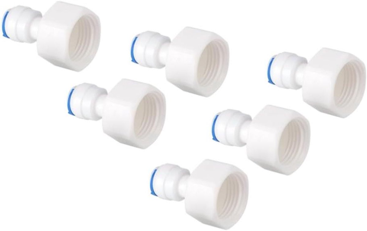 6 stuks Adapter 1/4 Buis OD naar 1/2 Push Connector Water Filter RO