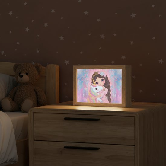 Nachtlampje 20x15 cm - Kinder lamp - Meisje - Eenhoorn - Glitter - Tafellamp kinderkamer - Slaapkamer lamp - Bedlamp kinderen - Kinderlampje stopcontact - Wandlamp babykamer - Nachtlampjes van Merkloos — afbeelding 2