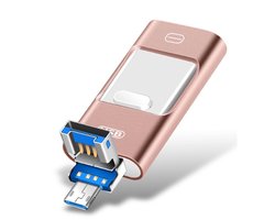 128GB 4-in-1 USB Stick – USB-C / Micro-USB / USB-A – Hoge Snelheid Gegevensoverdracht – Compatibel met iOS, Android & PC