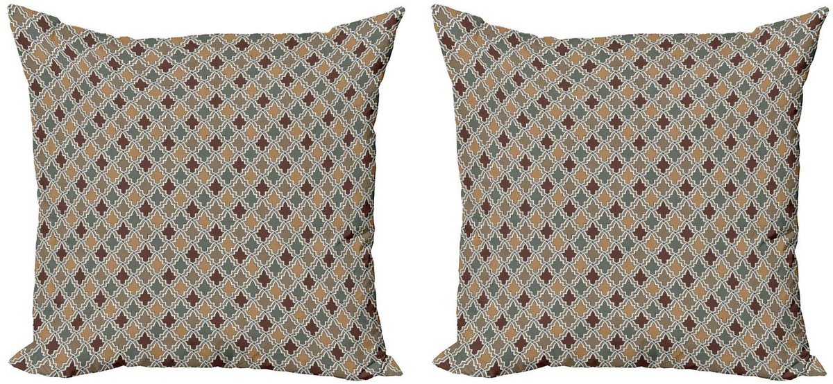 ABAKUHAUS Geometrisch Kussenbezug – Set 2x40x40 cm – Dubbelzijdig Druck – Multicolor Tan Brown Weises Grün
