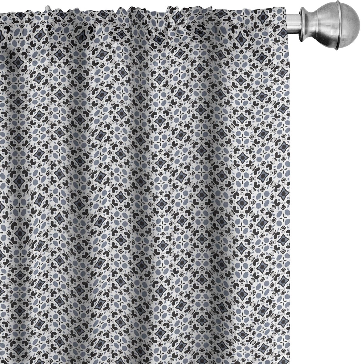 ABAKUHAUS Voorhangen – Geometrisch patroon – 2x75x225 cm – Microfibre – paarsblauw koksgrijs Lila Blau