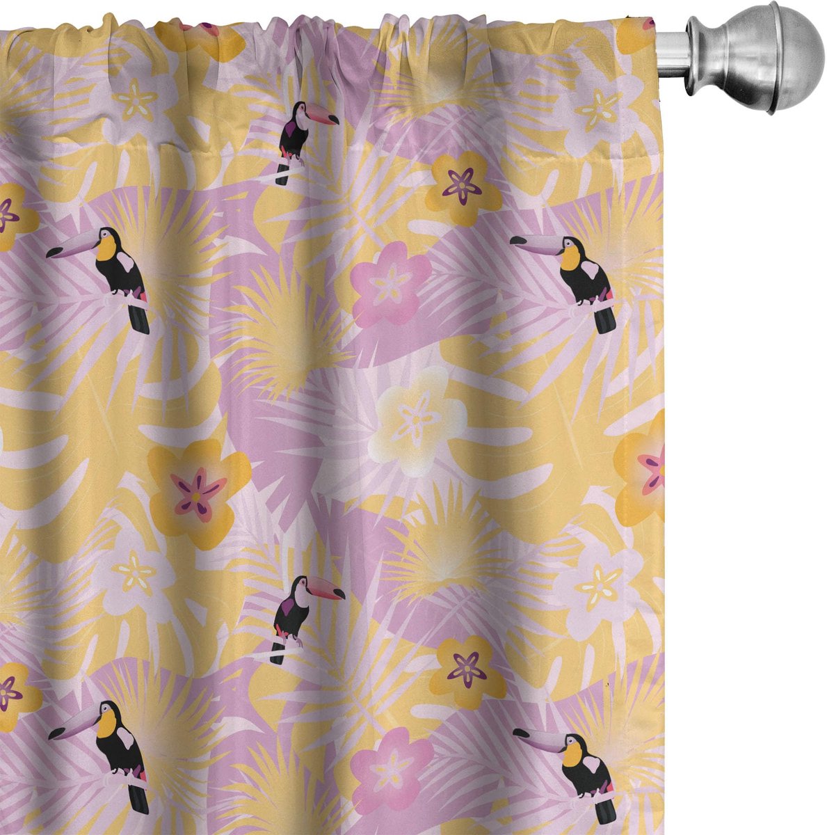 ABAKUHAUS Tropische Voorhangen – 2x75x175 cm – Jungle – Marigold-Roze Ringelblume Baby Rosa