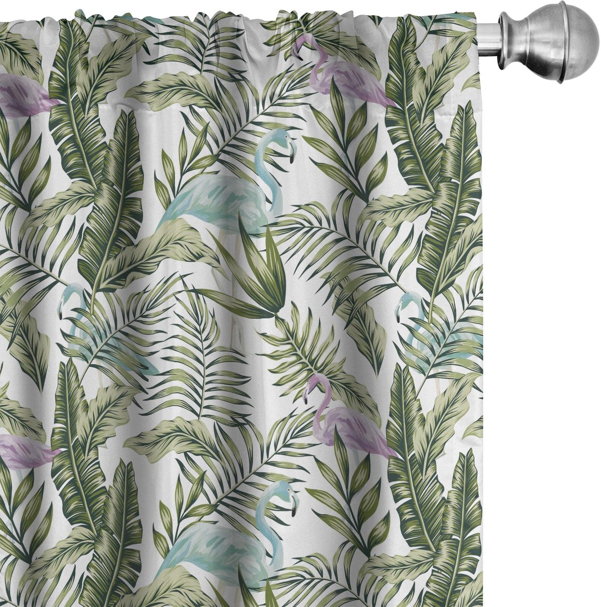 ABAKUHAUS Tropische Voorhangen – 2x75x225 cm – Microvezel – Olijfgroen Multicolor Olivengroen