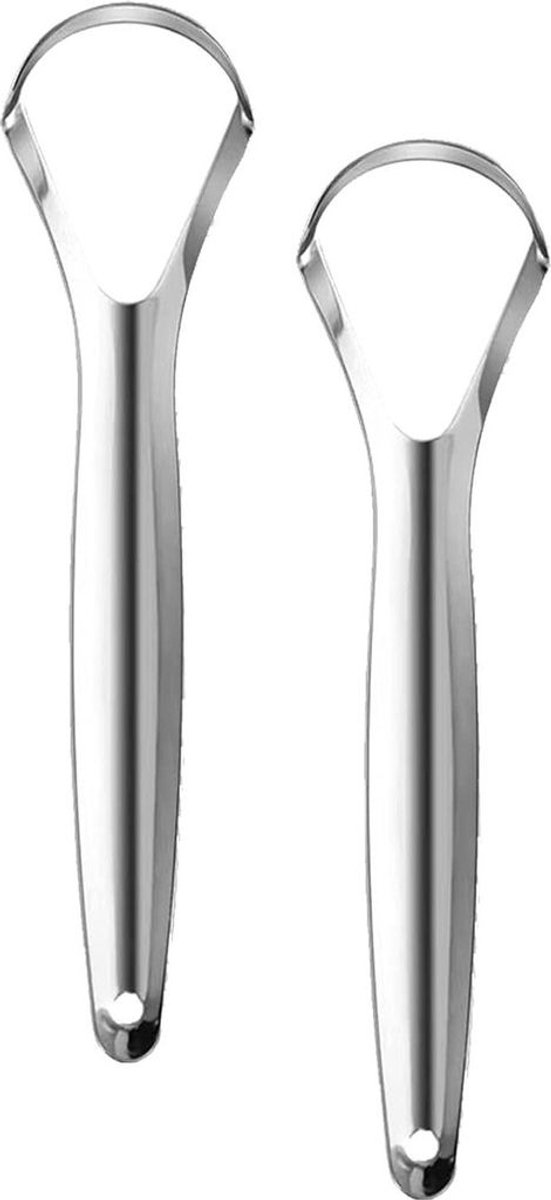 Tongschraper van roestvrij staal, 2-pack, zilver