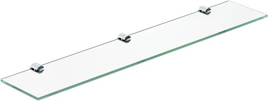 Étagère en Verre pour Douche et Salle de Bain - Étagère Murale en Verre de Sécurité Trempé 6mm - Avec Supports Muraux Chromés