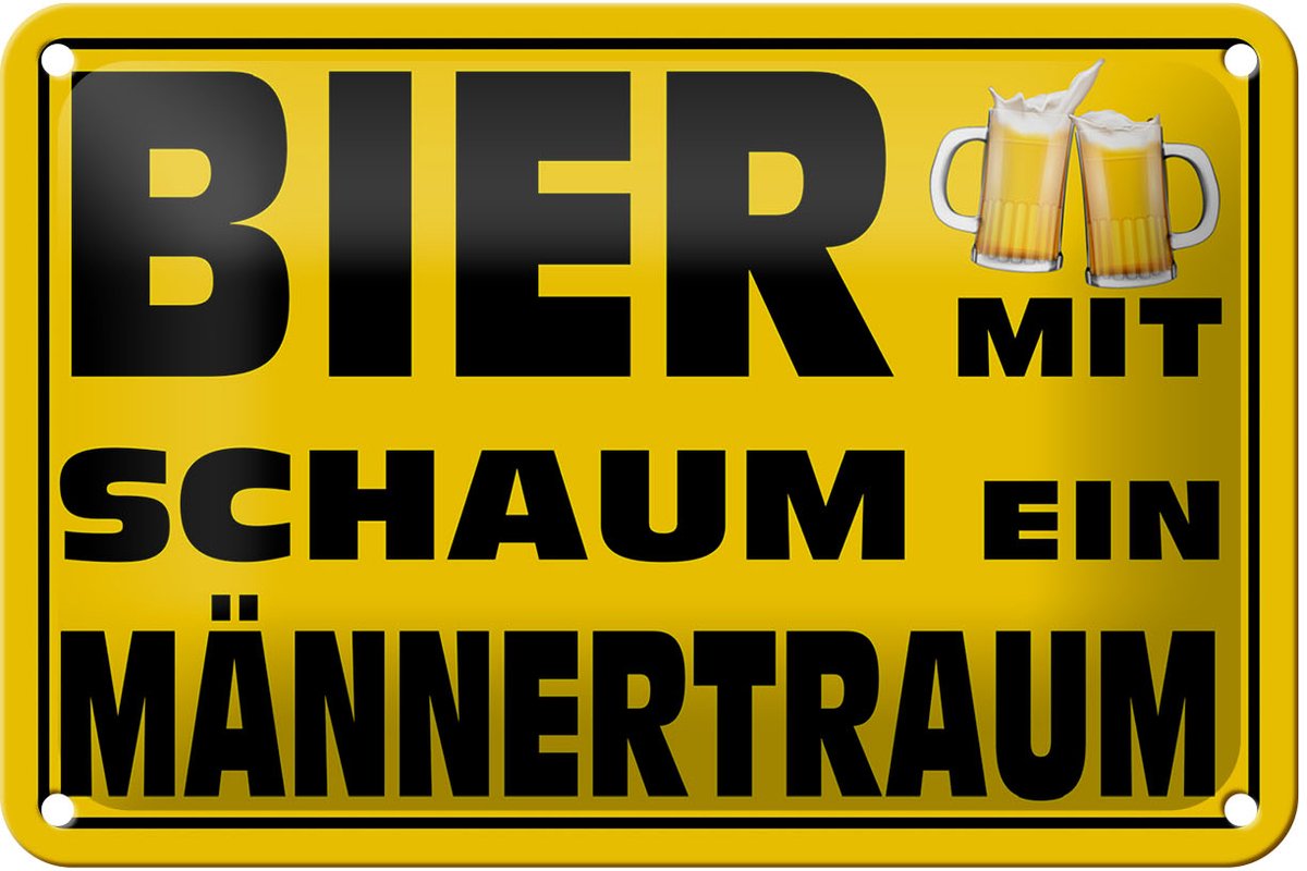 Blechschild Spruch 18x12cm Bier mit Schaum ein Männertraum