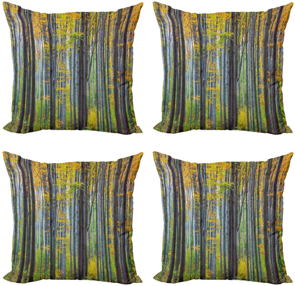 ABAKUHAUS Fallen Kussenhoes Set – 4x40x40 cm – Dubbelzijdig bedrukt – Grijs Geel
