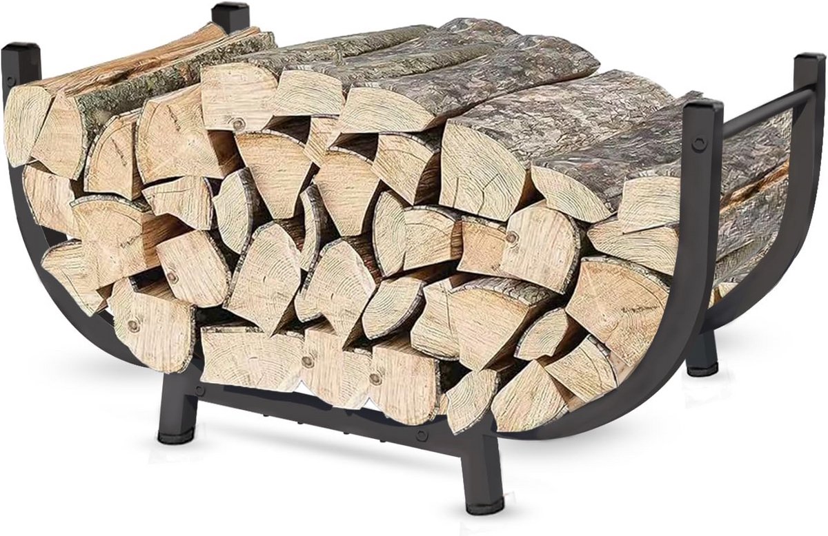 Metalen Houtrek 30 Inch voor Binnen en Buiten - Stevige Opslag Houder voor Open Haard Hout