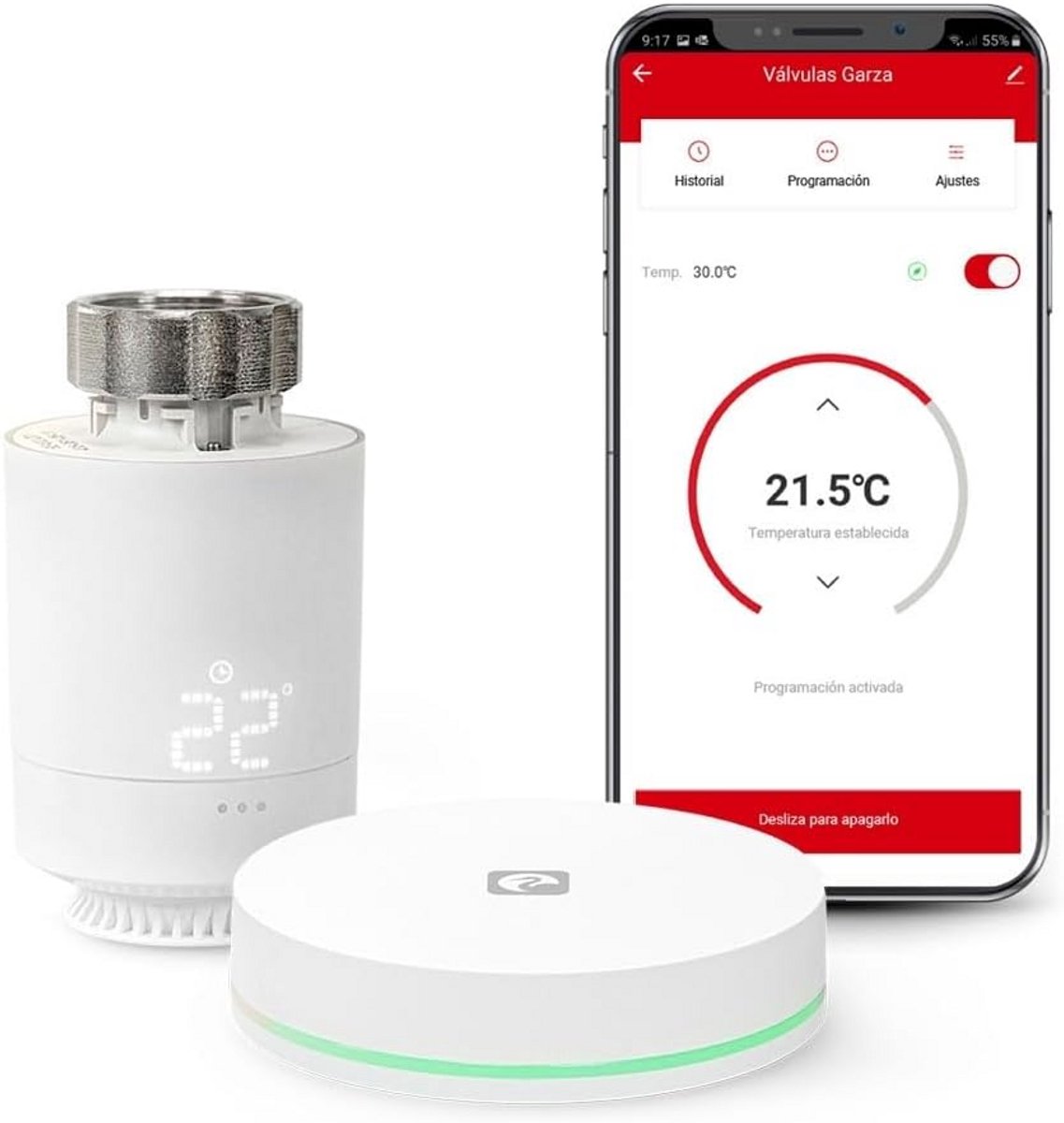 Slimme slimme thermostaatkop voor radiatoren met Zigbee Bridge, app- en spraakbesturing
