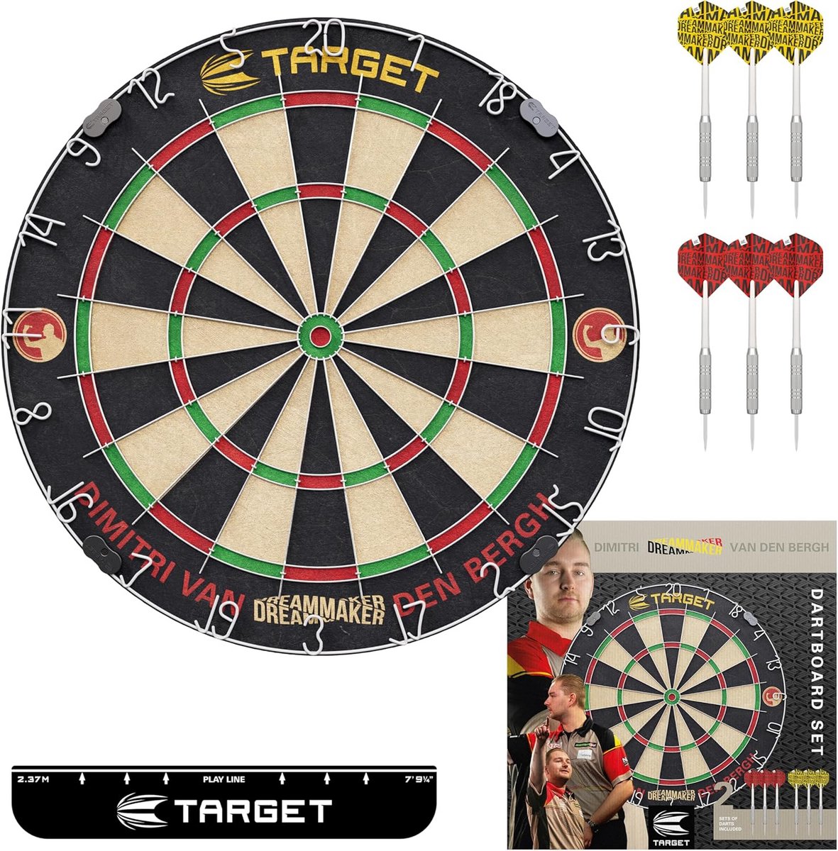 Professionele Stekel Dartbord Set met Werplijn en Darts