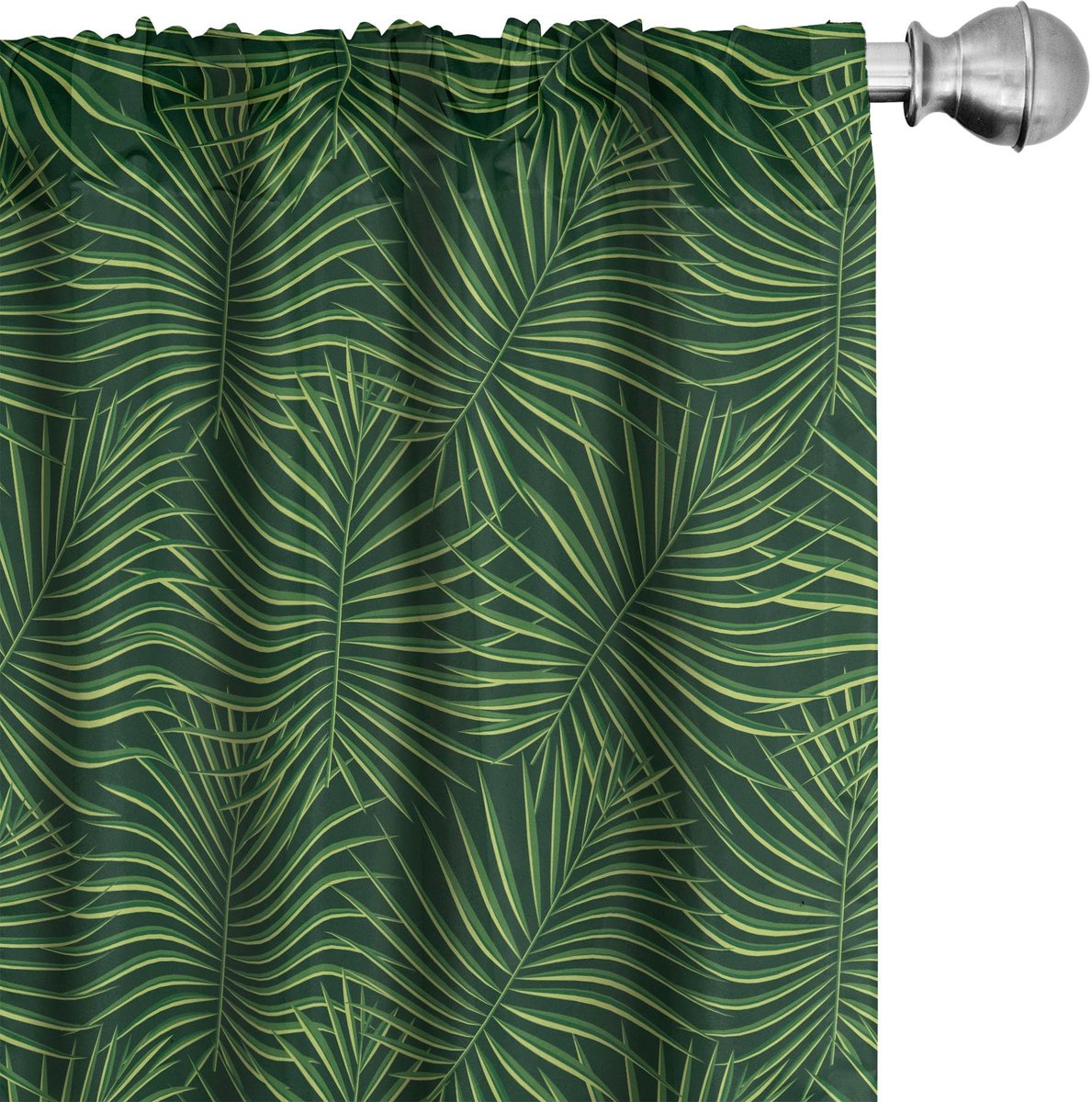 ABAKUHAUS Gordijnen met Junglebladeren – Palmblad – 2x75x175 cm – Groen