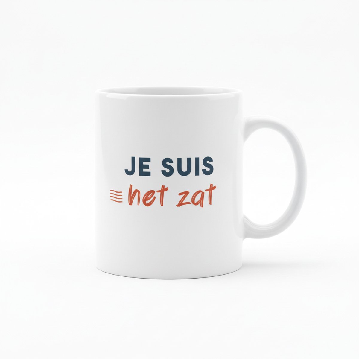 Grappige Minimalistische Tekst Koffiemok 330 ml – “Je Suis Het Zat” Cadeau Mok