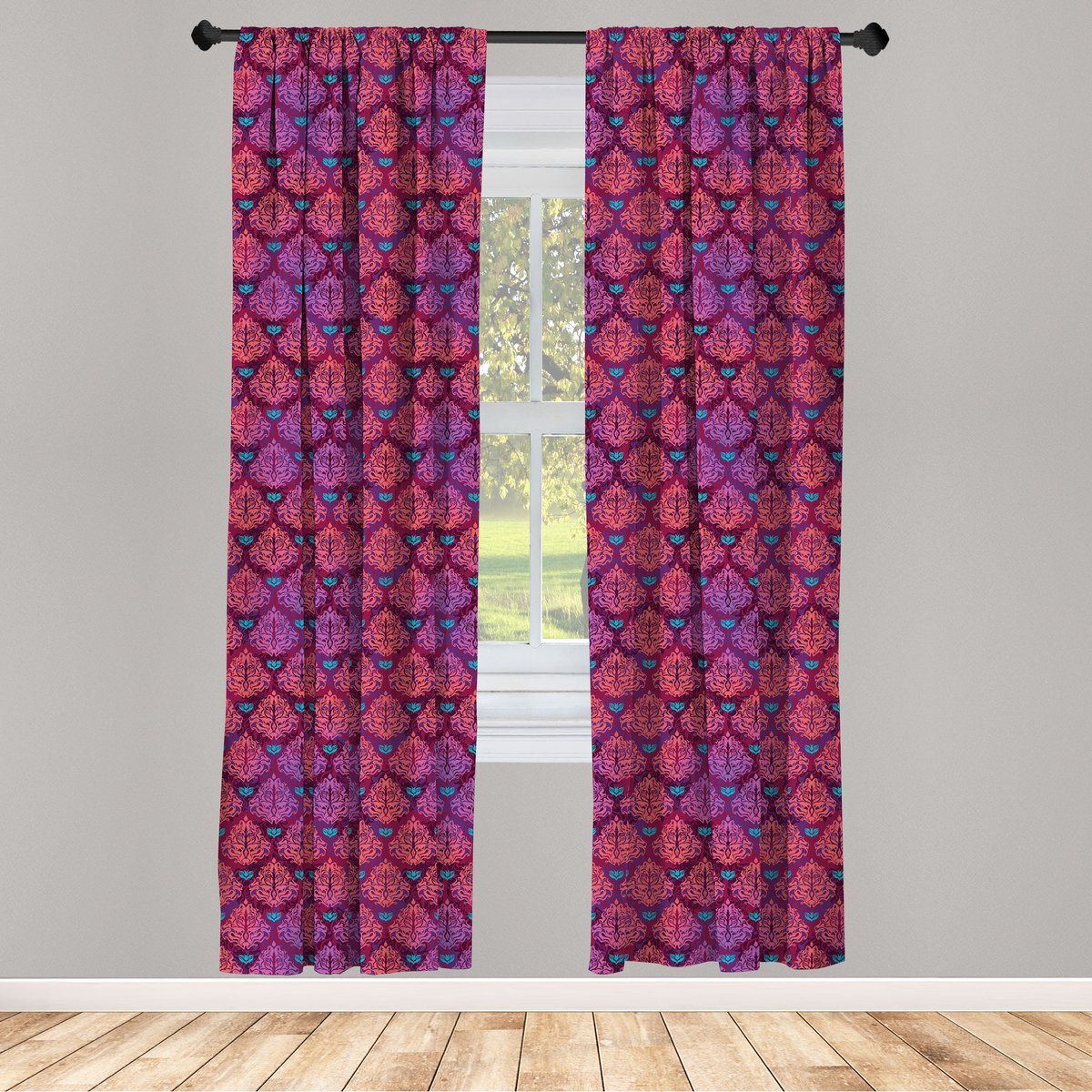 ABAKUHAUS Grunge raamgordijnen – 2-delige 75x245 cm – Veelkleurig