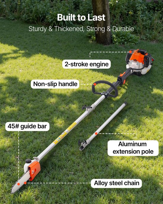 VEVOR Benzine Snoeischaar 2-2,74m Telescopische Zaag 25ccm 2-Takt Kettingzaag 20,3cm van Merkloos	 — afbeelding 3