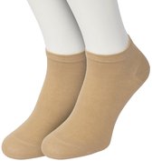 Bonnie Doon Sneakersokken Dames Beige/Zand maat 36/42 - 2 paar - Basis Korte Sokken - Gladde Naden - Enkel Sokken - Uitstekend Draagcomfort - Enkelsokken - Sneaker Sokken - 2-pack - Multipack - Effen - Licht Bruin - Beige - Sand - OL8110012.342