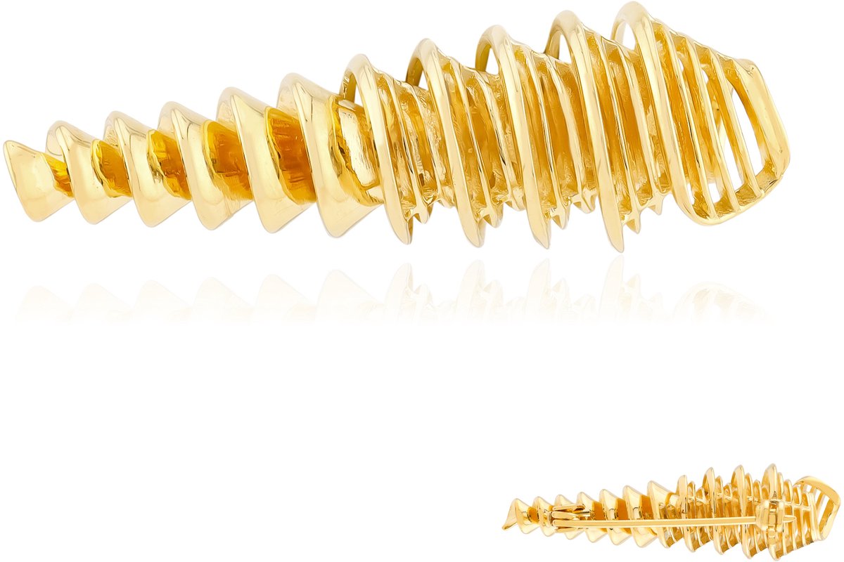 Cavill - 925 Sterling Zilver Broche - Verguld - Elegante Spiraalvormige Broche - Modern Luxe Zilveren Broche - 10x35 mm, 3,21 g