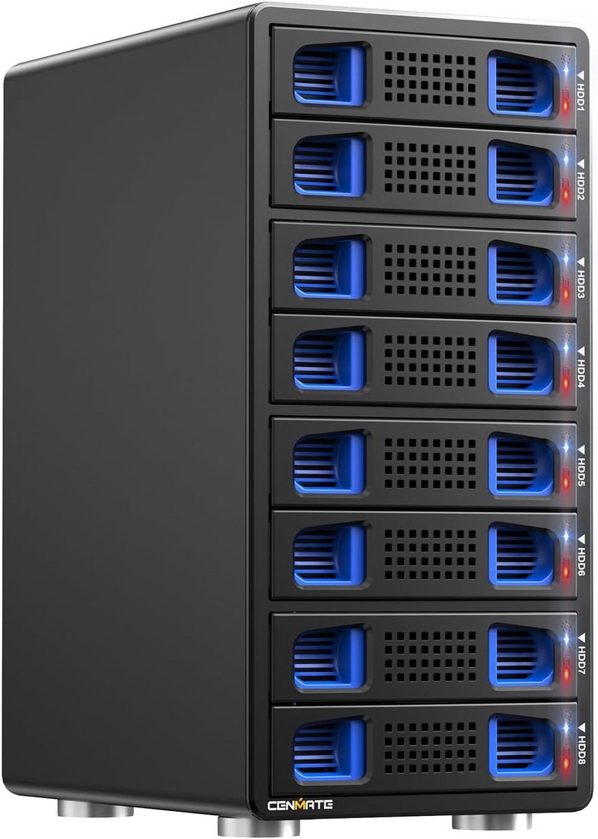 8 Bay RAID Externe Behuizing voor 2,5"/3,5" SATA HDD/SSD met USB A/C 3.0