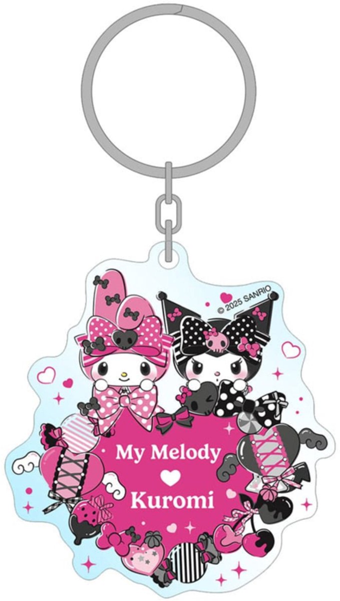 Sanrio Pink Black Party Series Acrylic Keychain My Melody & Kuromi 7 cm