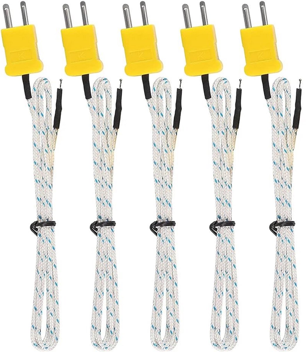 5 Stuks K-Type Thermokoppel Temperatuursensor -50 tot 400C met 1 Meter Kabel