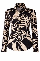 By Swan Damesblouse - Unieke Print - Stretch - Gouden Knopen