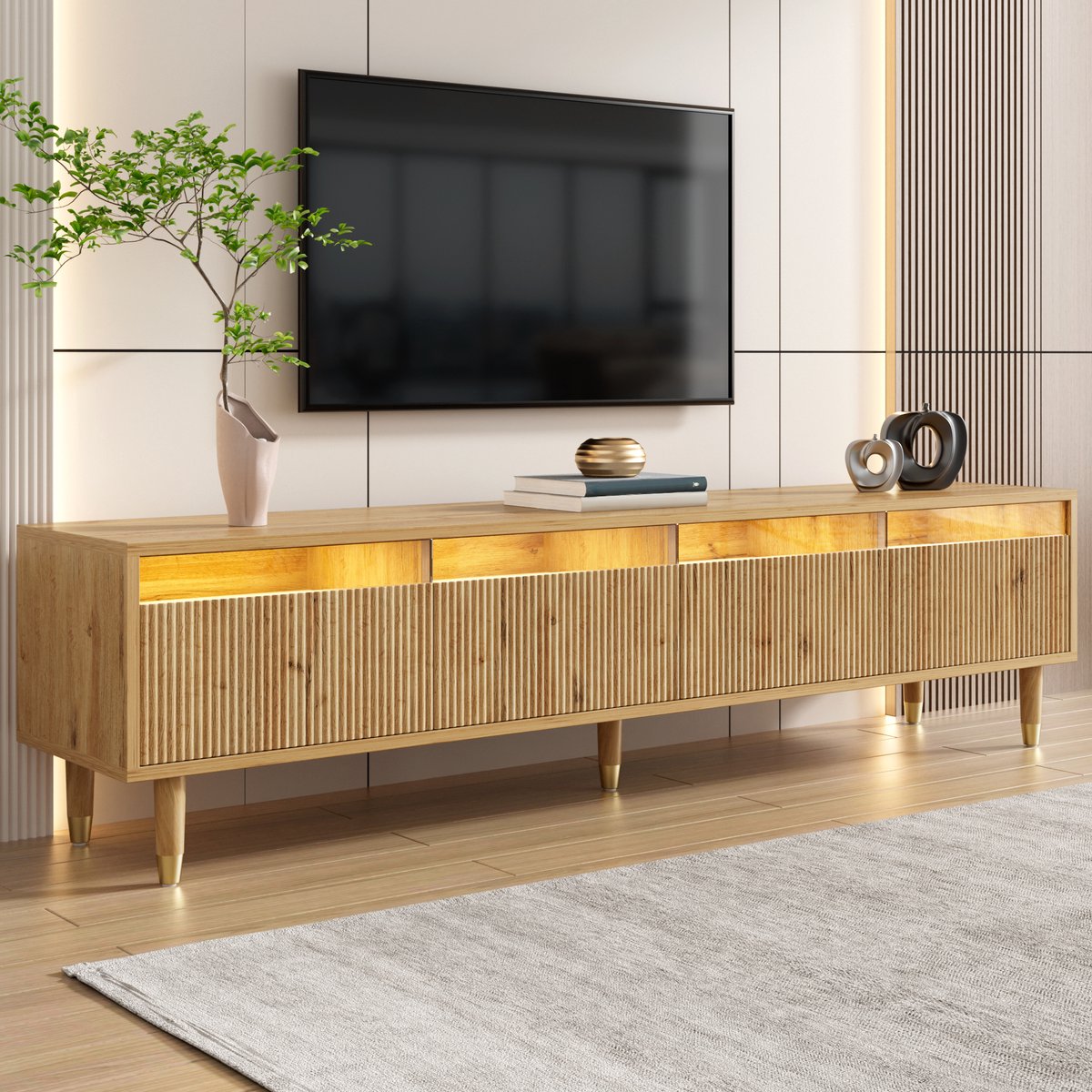 REDOM - TV-meubel - MDF - met lades - 178 L x 35 B x 45 H, Wood