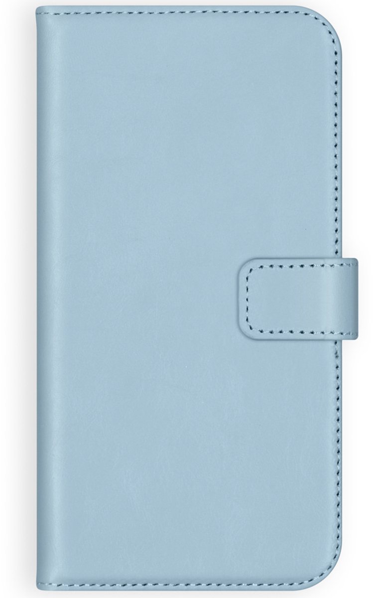 Selencia Hoesje - Geschikt voor Samsung Galaxy S20 FE - Echt Lederen Bookcase - Air Blue