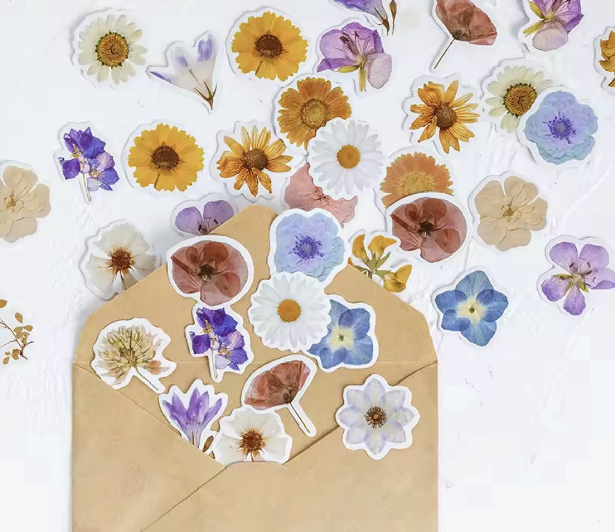 Go Go Gadget - Stickers - Junk Journal - Verse Bloemen - 1 set van 46 stuks