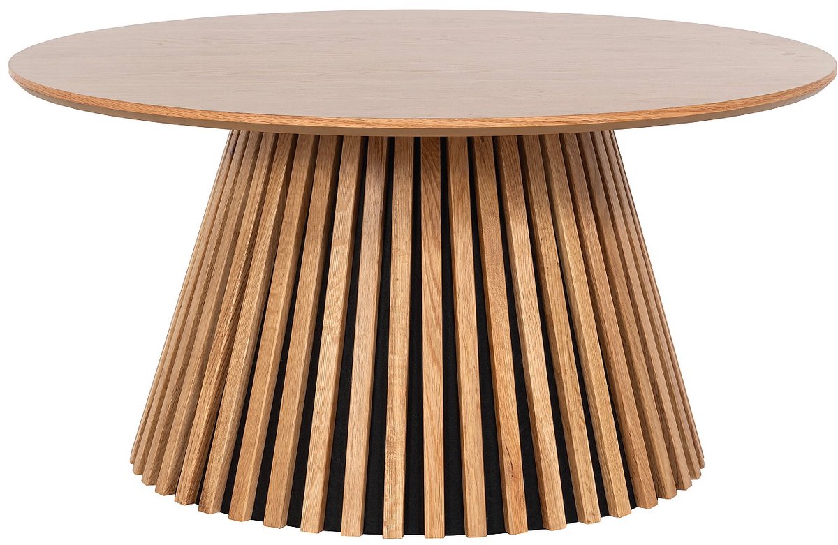 Vente-unique Salontafel met eikenfineer - D.90 cm - Licht naturel - CARMIZA Natuurlijk licht