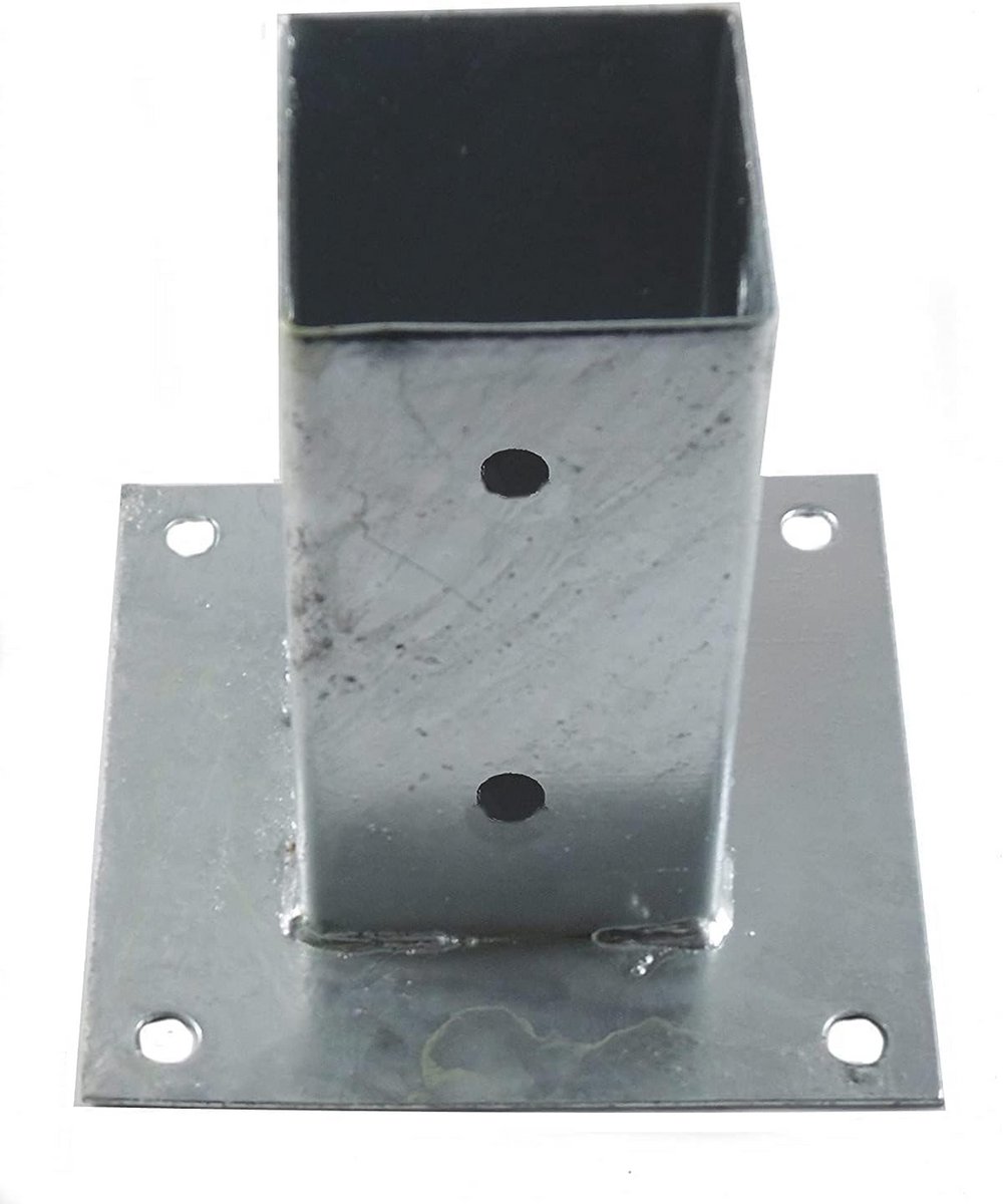 Vierkante metalen anker voor palen 7 x 7 cm, perfect voor buitenprojecten