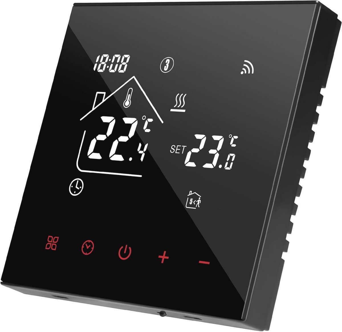 Slimme programmeerbare wifi-thermostaat voor ketelverwarming touchscreen zwart met Tuya APP & Smart Life - Beok TDR89B-WIFI-WPB