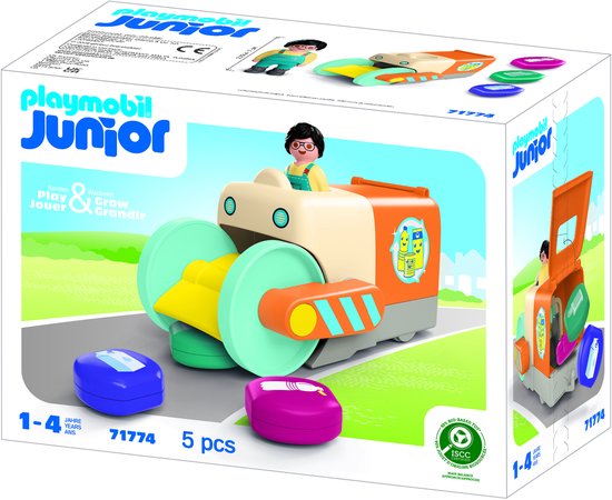 PLAYMOBIL - JUNIOR - Leuke vuilniswagen - Speelgoed vanaf 1 jaar - Cadeau voor peuters - Bevordert bewustwording tegen milieuvervuiling - Duurzaam speelgoed met verzamelfunctie & accessoires - 71774 van Merkloos — afbeelding 2