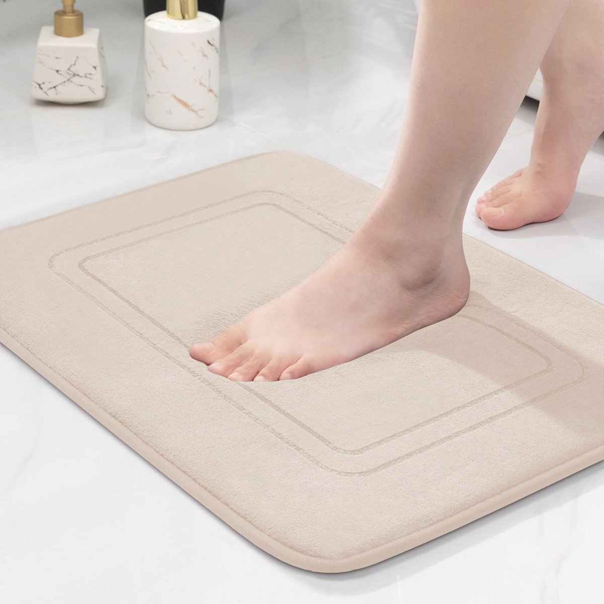 Beige Antislip Badmat - Zacht en Absorberend 43 x 61 cm