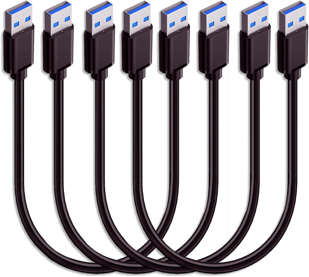 4 Pcs High-Speed USB 3.0 Cables - 0.5m USB A to USB A Cable voor Snelle 5Gbps Dataoverdracht - Compatibel met Printers - Laptop - Hard Drives - Camera's