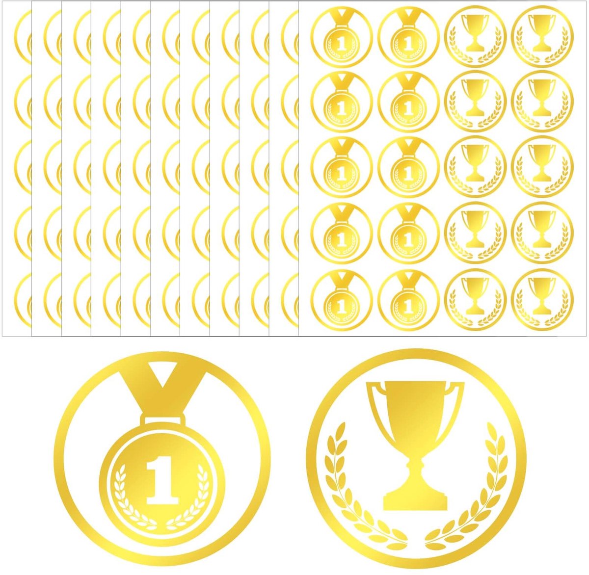 500 exemplaren Olympische Stickers, 3 cm Gouden Olympische Medaillestickers Beloningstrofee Kleine Parijs Olympische Stickers inclusief 2024 Olympische Spelstickers voor Kinderen Laptop Waterfles