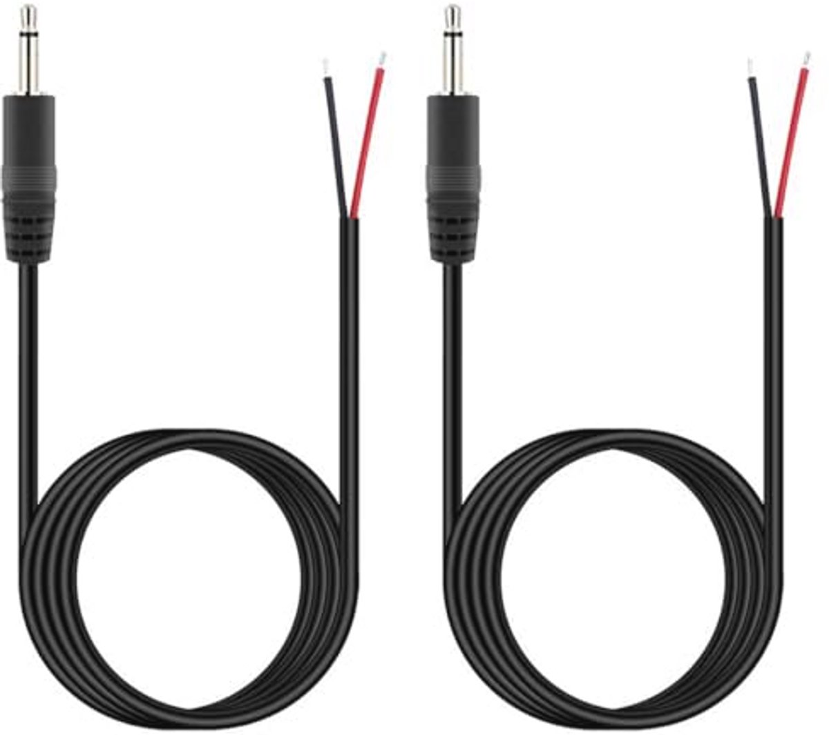2 Stuks 1,5 m 3,5 mm Mannelijke Stekker naar Blanke Draad - Vervangende Audiokabel voor Hoofdtelefoons en Luidsprekers