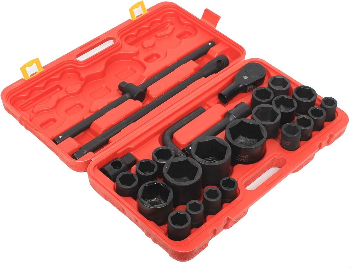Steeksleutelset 26-delig - Dopsleutelset 3/4 inch en 1 inch voor autoreparaties en mechanische toepassingen