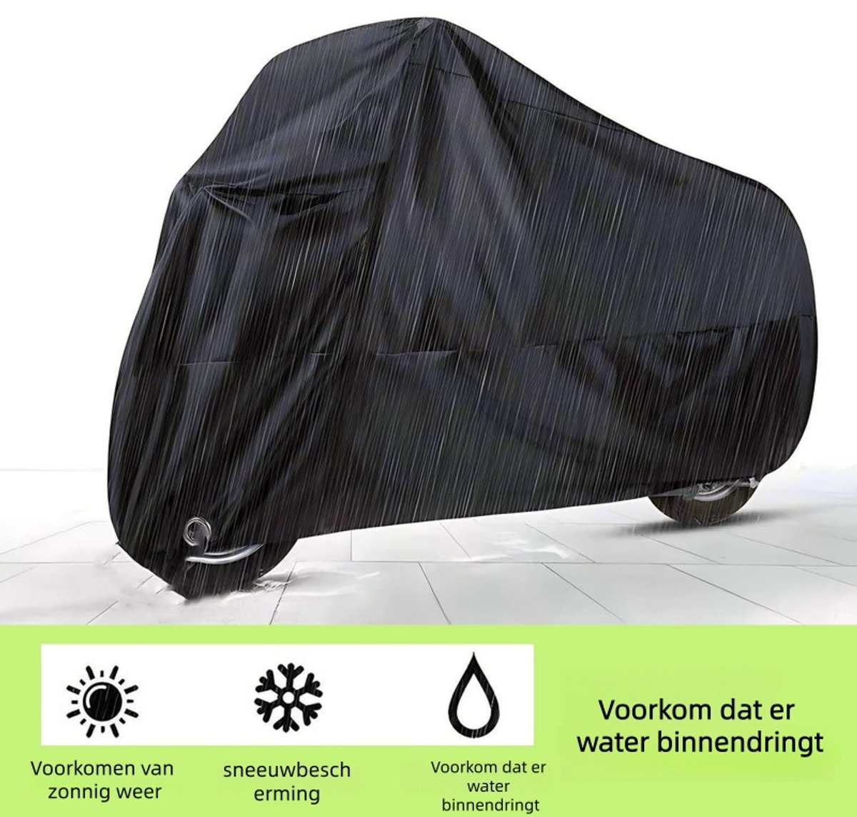 1 stuk - Motorhoes - Volledige dekking, regen- en zonbescherming, beschermhoes voor alle seizoenen - Geschikt voor de meeste motorfietsen en scooters - Maat M (200*90*100cm) - Zwart – foto 4