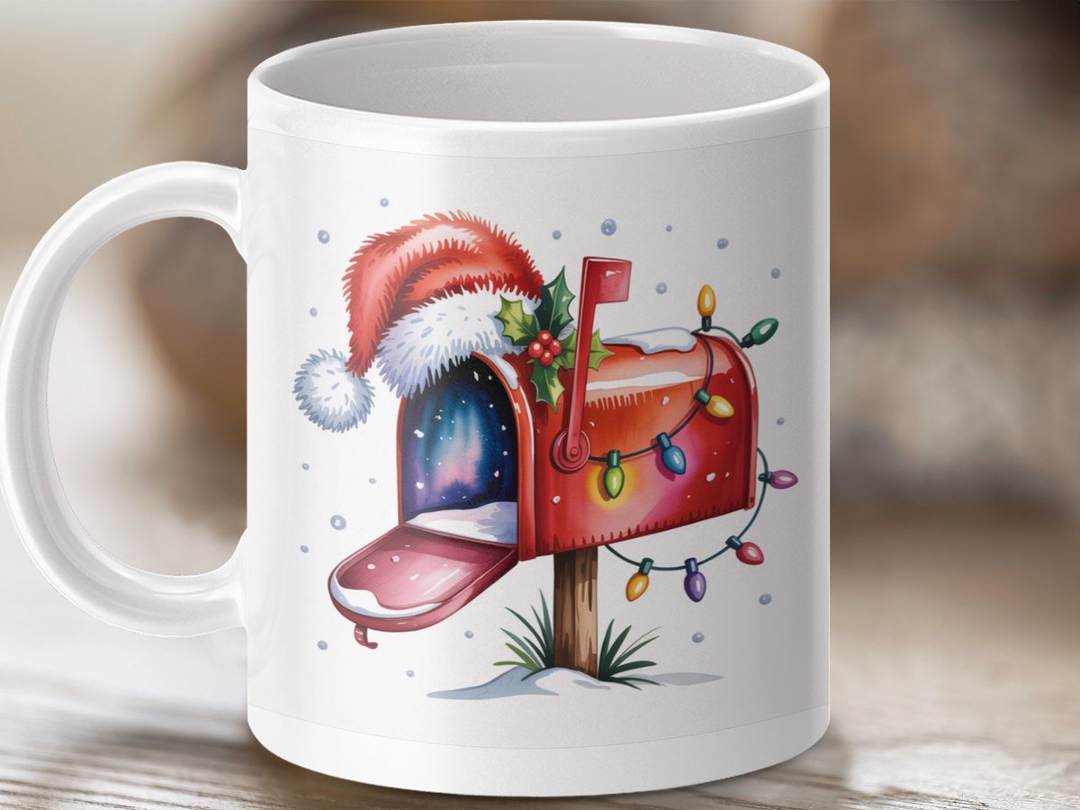 Mok Merry Christmas Brievenbus, Feestelijke Mok, Vakantie Decoratie, Warme Dranken Mok, Kerstcadeau Idee, Nieuwjaarscadeau, Koffie Mok