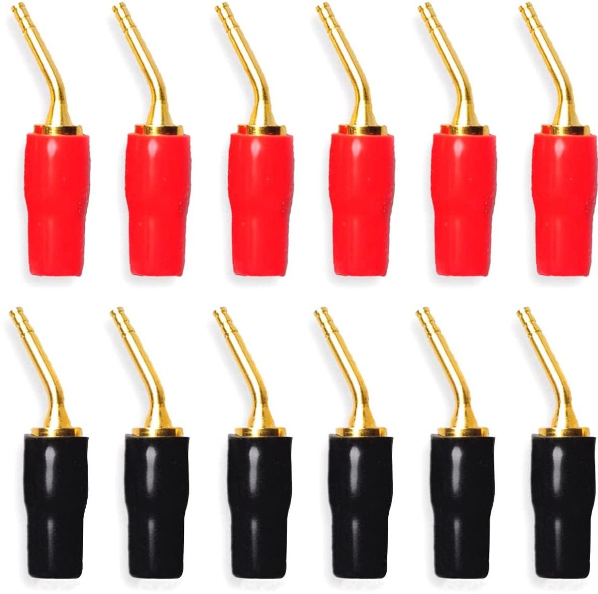 E-Ambar - 12-pack vergulde banaanstekkers voor audio luidsprekerkabels - 2mm, schroeftype