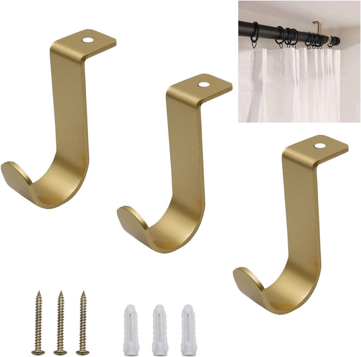 Metalen Plafond Gordijnroede Beugels - 3 Stuks voor Stevige Montages