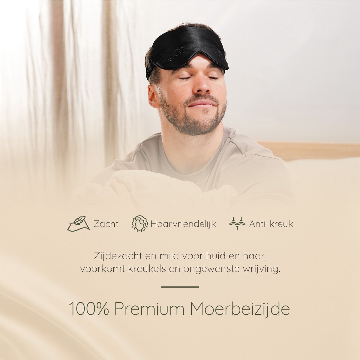 Ryce® Zijden Slaapmasker - Oogmasker - Vrouwen & Mannen - Cadeau - Zwart — afbeelding 5