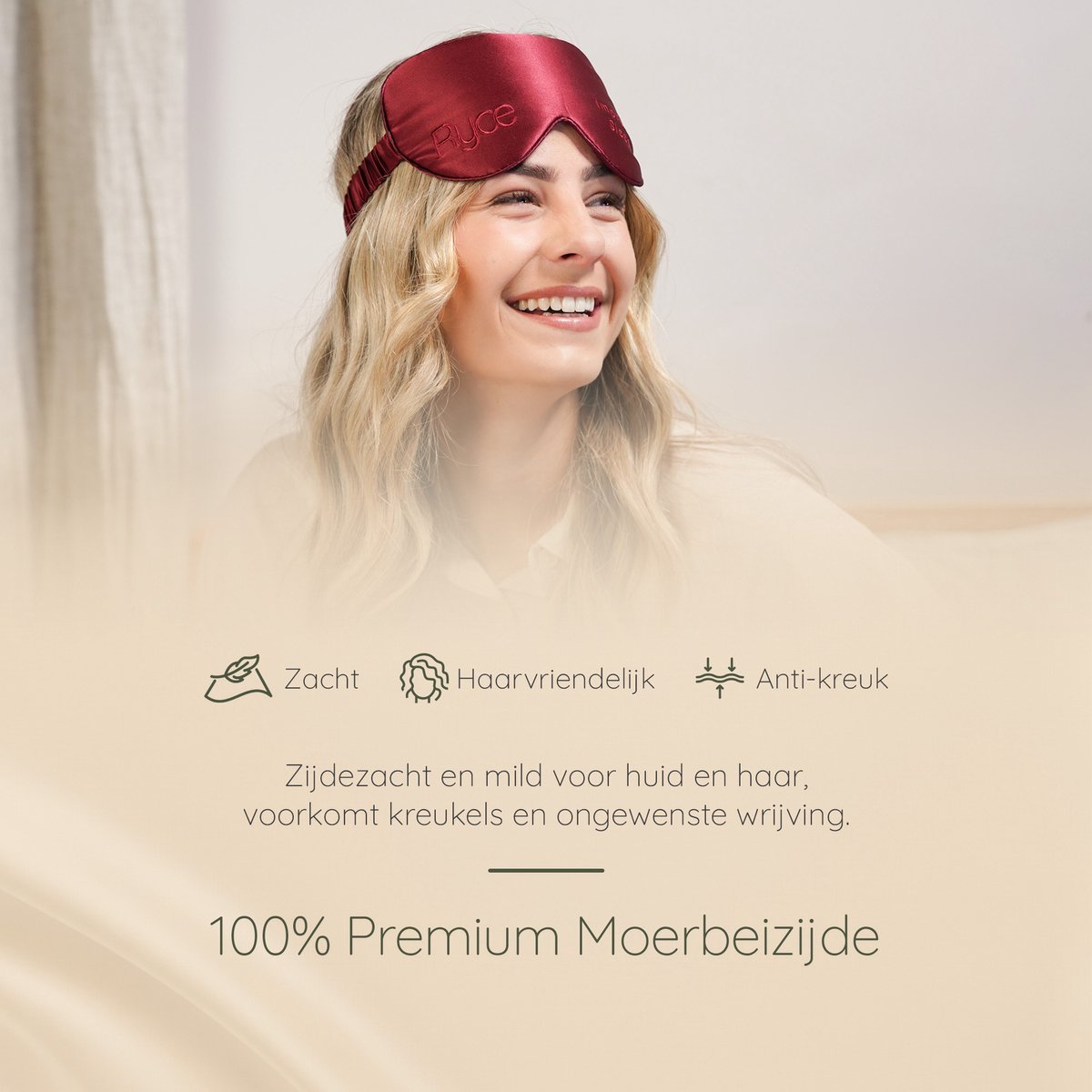 Ryce® Zijden Slaapmasker - Oogmasker - Vrouwen & Mannen - Cadeau - Rood — afbeelding 6