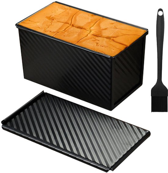 Moule à Pain Avec Couvercle GBACHOOSE 1000g - Acier Carbone Doré 32x12x11 Cm