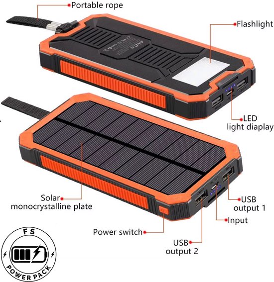 Elzle Zonne-energieBank (26800 mAh, 25 W, 99.16 Wh Elzle Zonne-energieBank (26800 mAh, 25 W, 99.16 Wh