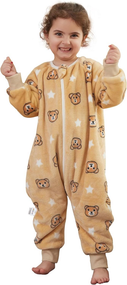 Slaapzak met Voeten voor Kinderen - Flanel, Schattige Dieren, Winterslaapzak met Lange Mouwen, 1-6 Jaar