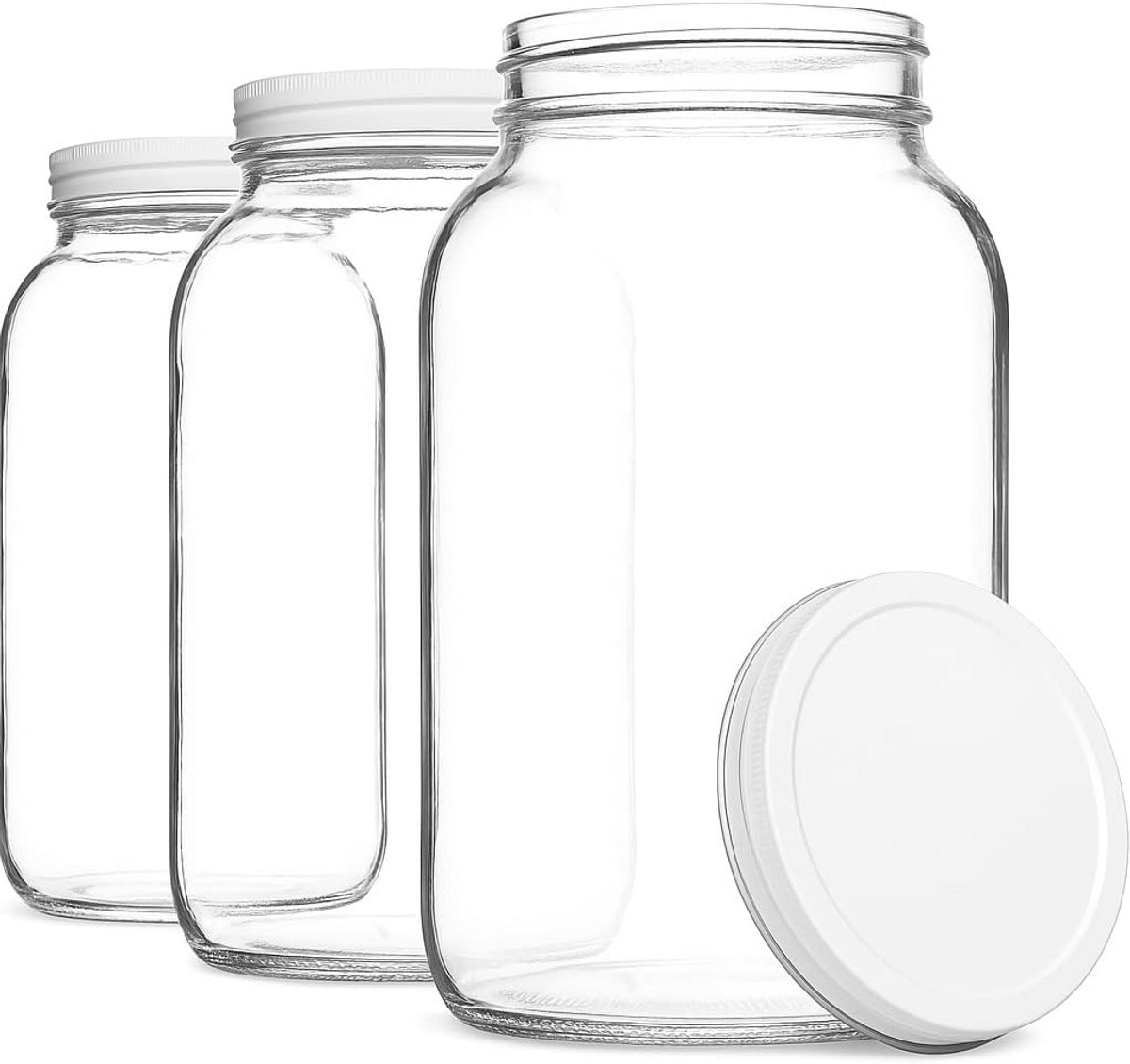Grote Glazen Opslag Potten Set van 3 met Luchtdichte Deksels - 1 Gallon Capaciteit