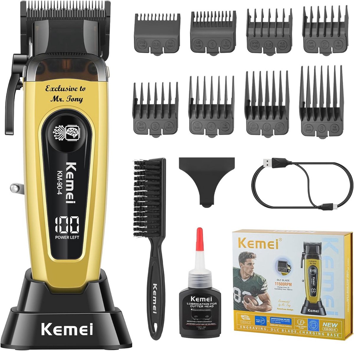 Haartrimmer voor Mannen met LED Display en Draadloze Oplader – Perfect voor Baard en Kapsel
